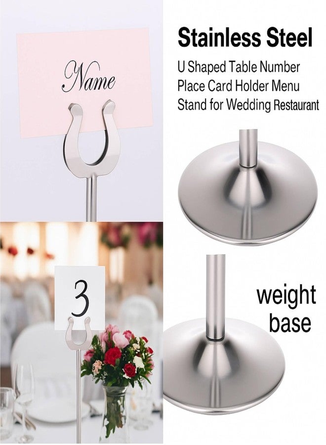 FINALITY 4" Stainless Steel U Shaped Table Number Place Card Holder Menu Stand for Wedding Restaurant (2) - Image 2